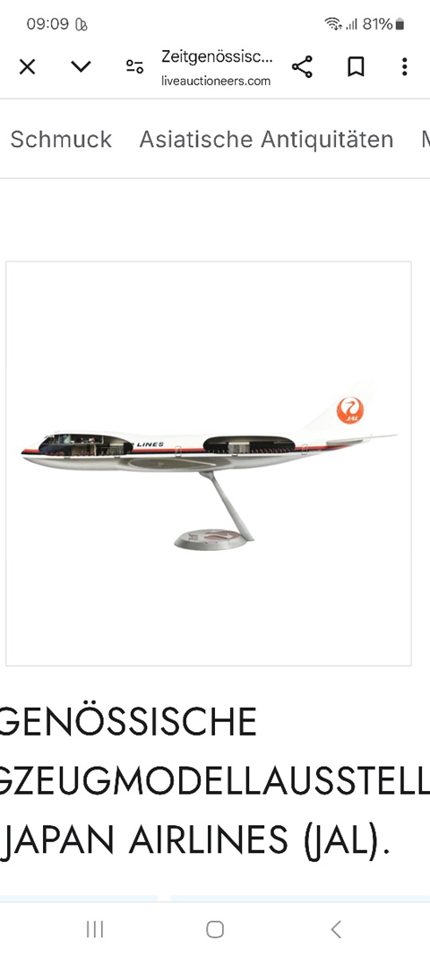 Original JAL circular model base/stand with crane insignia for sale