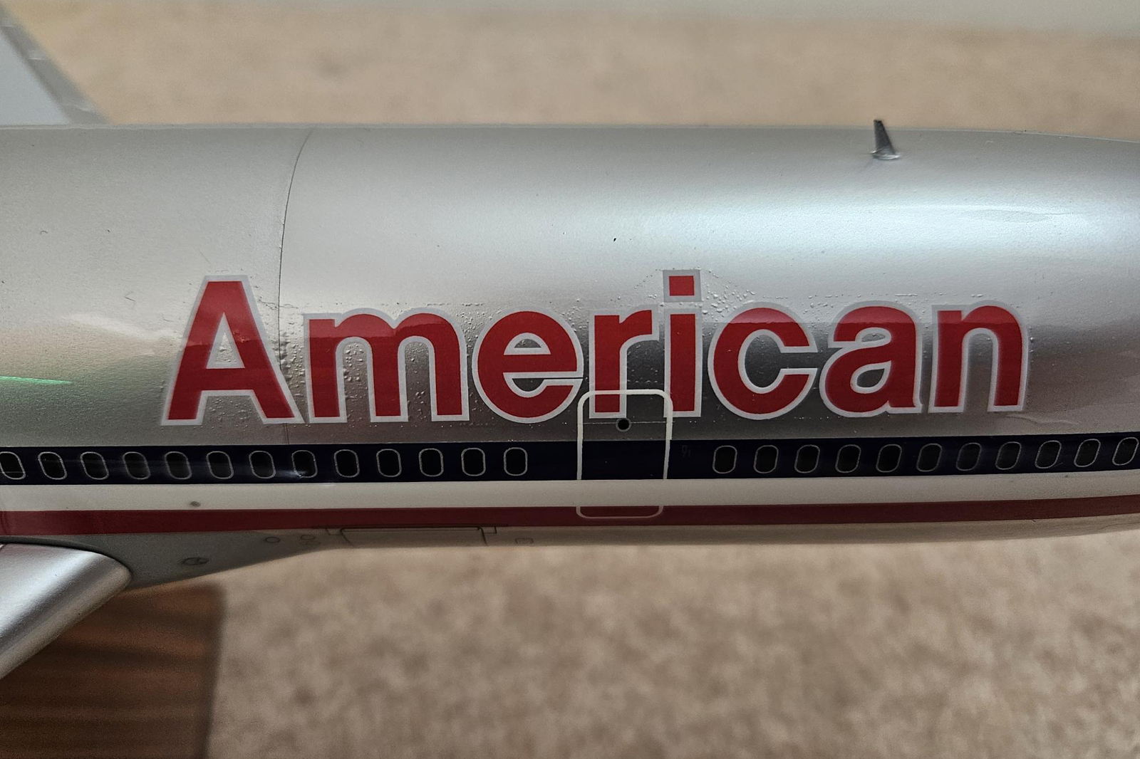 Detailed custom 1/100 American Airlines DC-10 model using a pacmin blank. Model for sale.