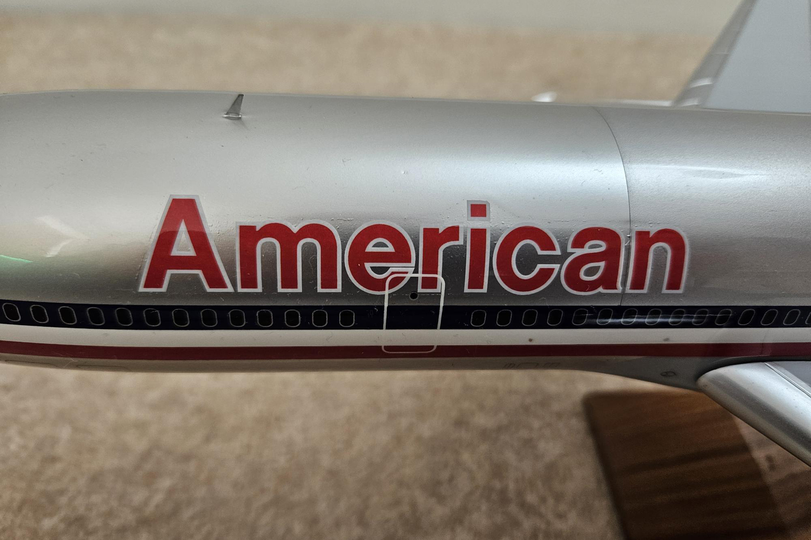 Detailed custom 1/100 American Airlines DC-10 model using a pacmin blank. Model for sale.