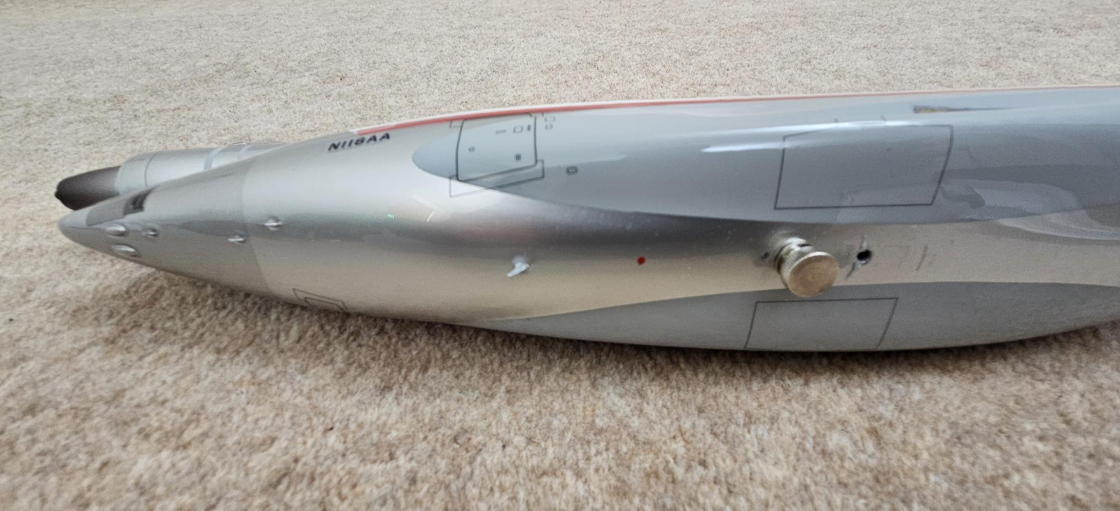 Detailed custom 1/100 American Airlines DC-10 model using a pacmin blank. Model for sale.