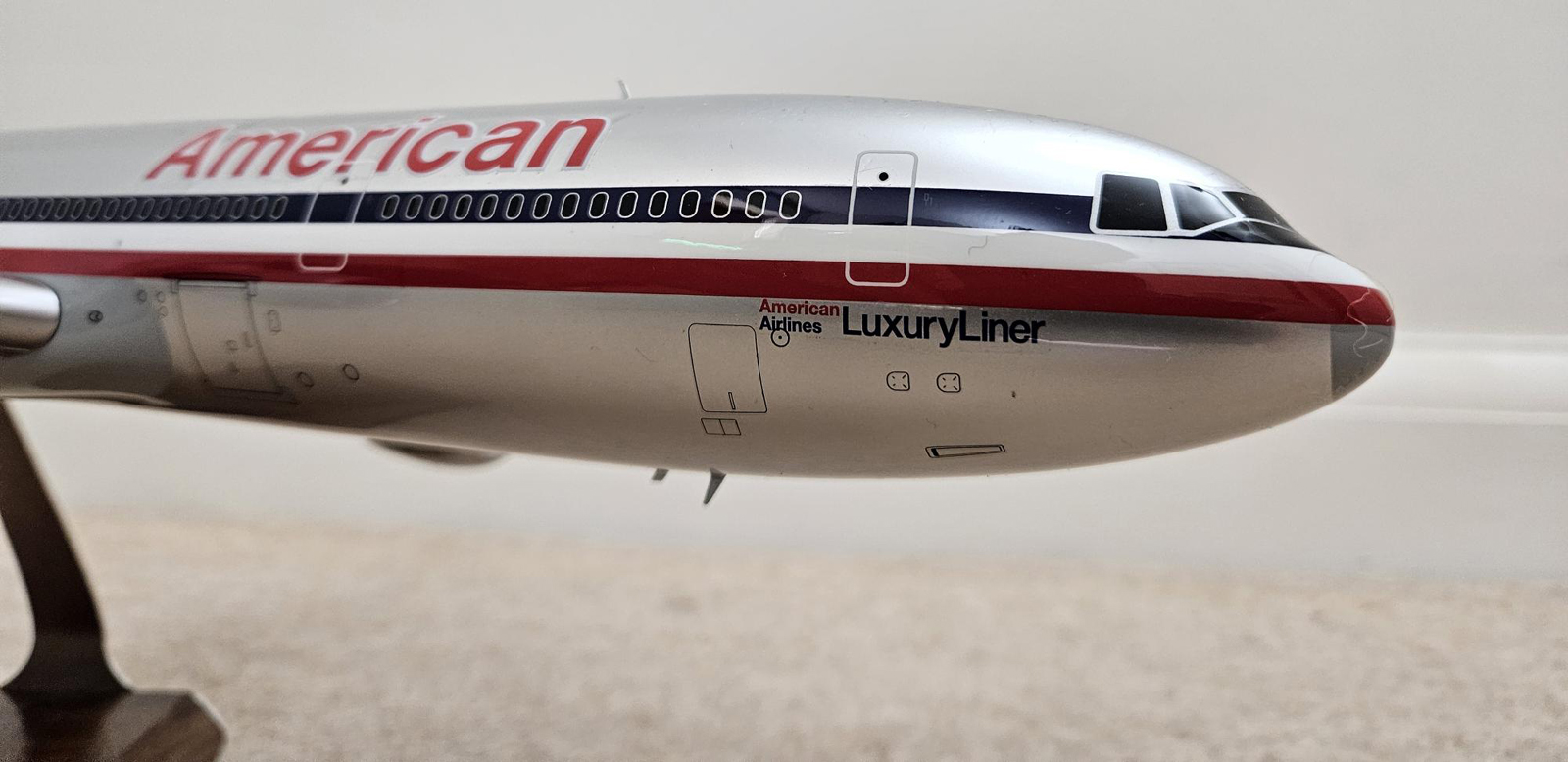 Detailed custom 1/100 American Airlines DC-10 model using a pacmin blank. Model for sale.