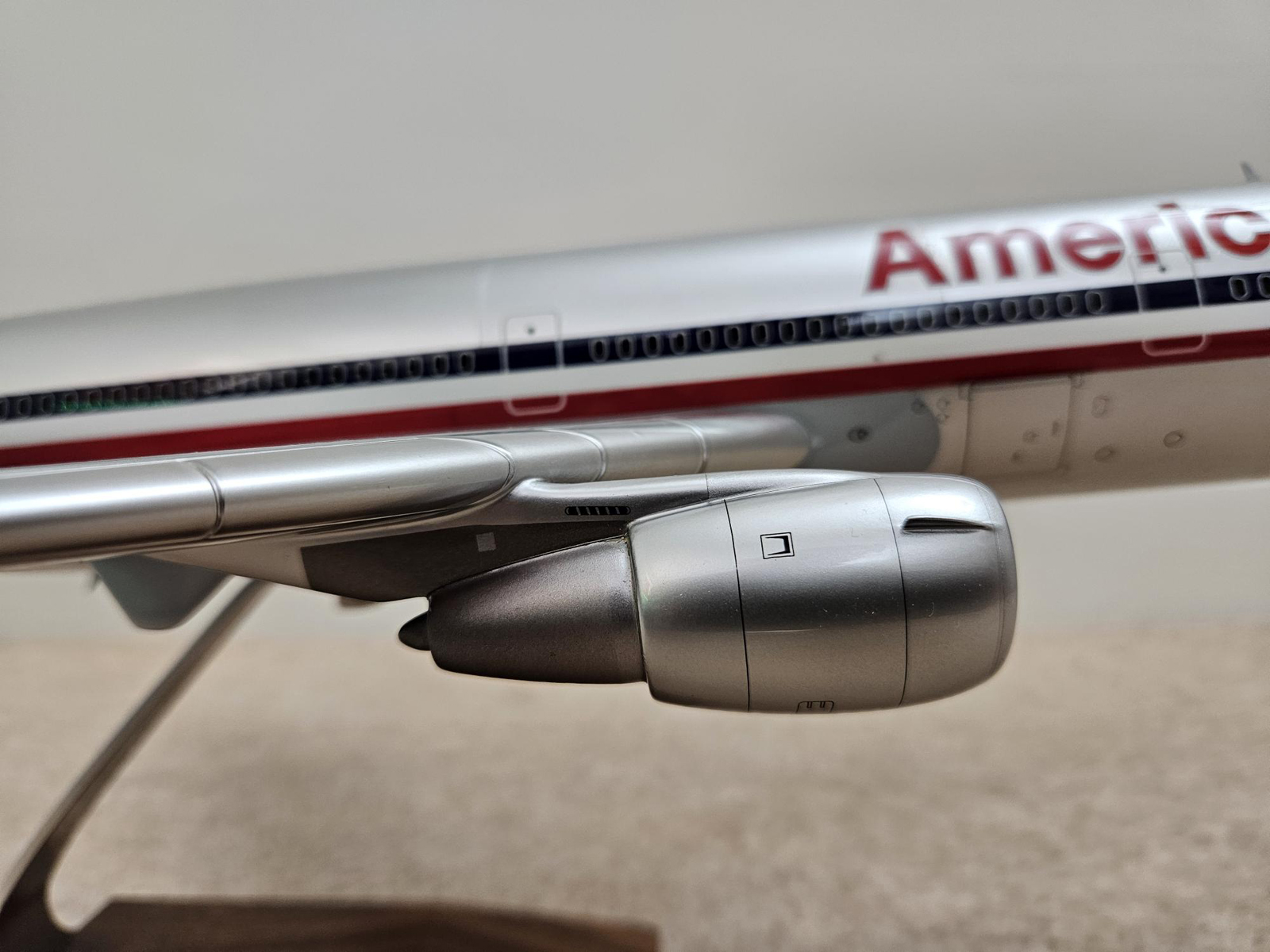 Detailed custom 1/100 American Airlines DC-10 model using a pacmin blank. Model for sale.